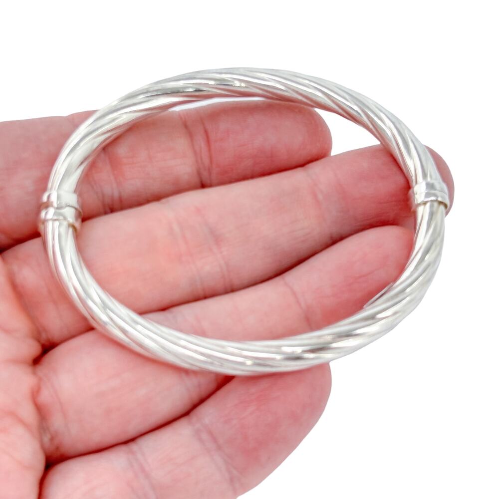 Vintage Dyadema Sterling Silver 925 Twisted Bangle Bracelet 7"